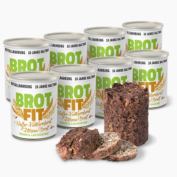 Vollkornbrot Dosenbrot Notvorrat, 8 Stück, 10 Jahre haltbar, MHD 2034
