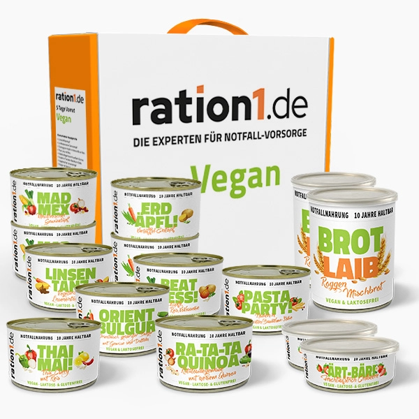 Notvorrat Vegan, 5 Tage Paket, 10 Jahre haltbar