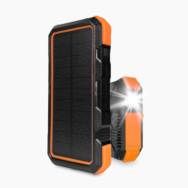 Multifunktions-Powerbank 20.000 mAh mit LED-Lampe, Solarpanel, kabellos Handy laden