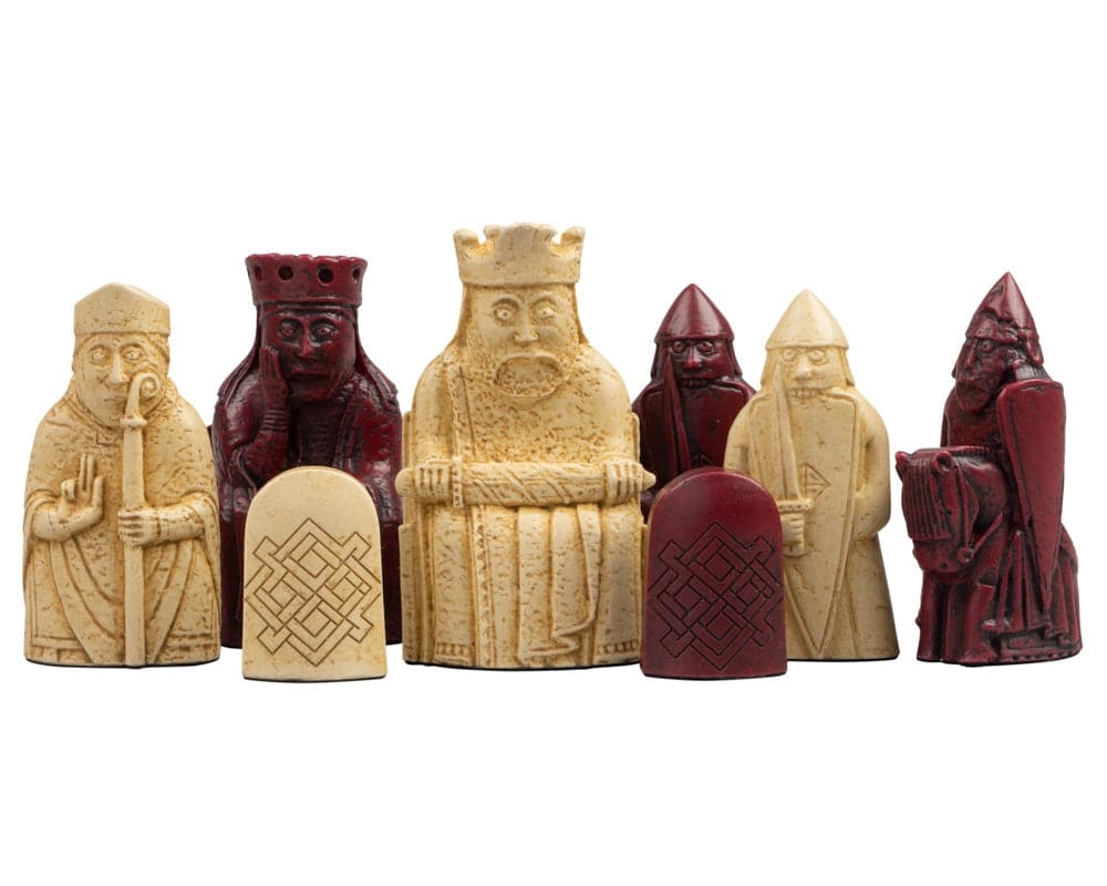 Isle of Lewis 8 cm Rote Schachfiguren Offizielles Ltd Edition Set