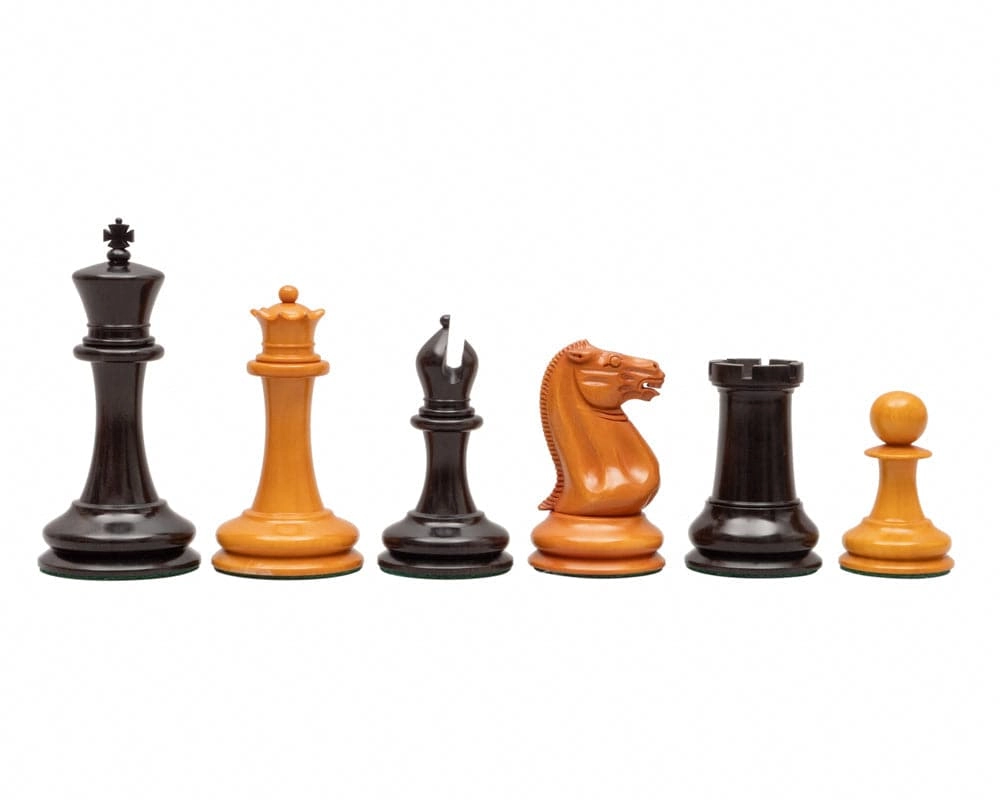 J J Cooke Ausgabe Ebenholz und antikisiertes Buchsbaumholz Schachfiguren 11 cm