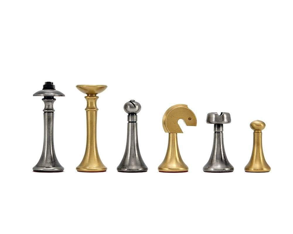 Metropolis Serie 7 cm Messing- und Nickel-Schachfiguren