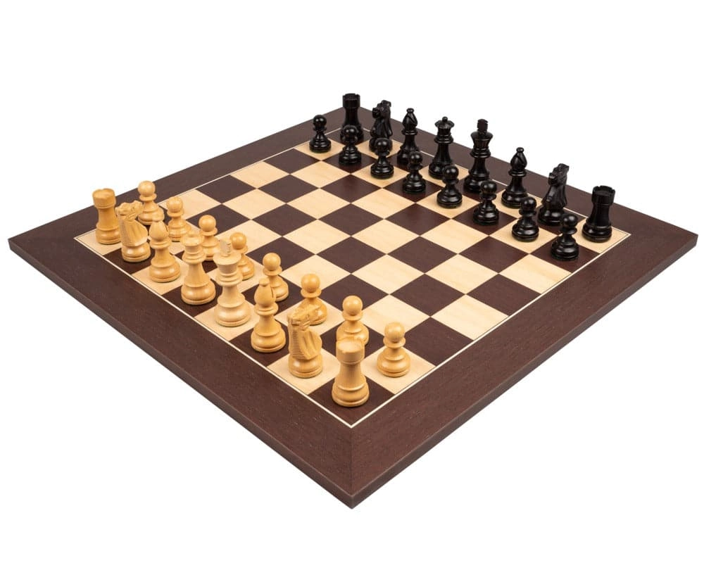 Das Schachset "Französischer Springer Schwarz und Wenge"