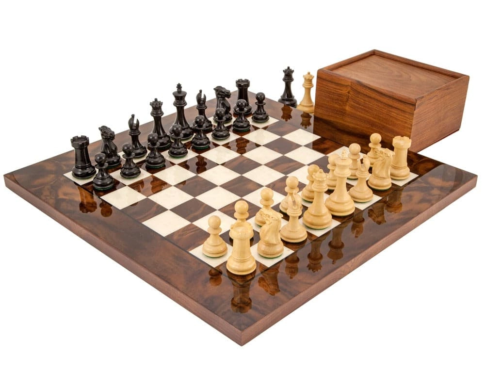 Highclere Luxus-Schachset aus Ebenholz und Walnuss