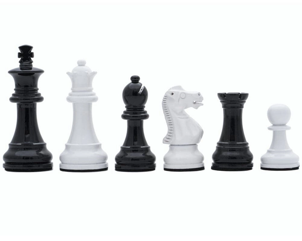Italienische schwarz-weiß lackierte 8 cm Staunton Schachfiguren von Italfama