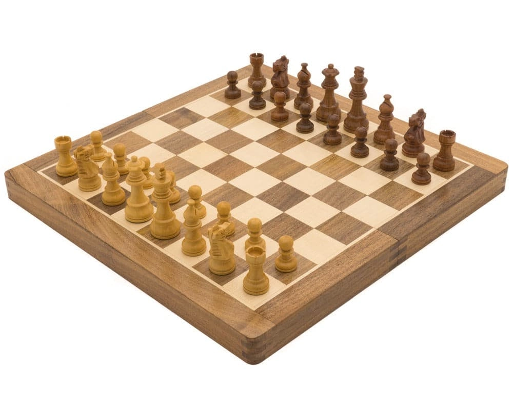 Deluxe Reise-Schachset aus Hartholz, klappbar, 36 cm - magnetisch