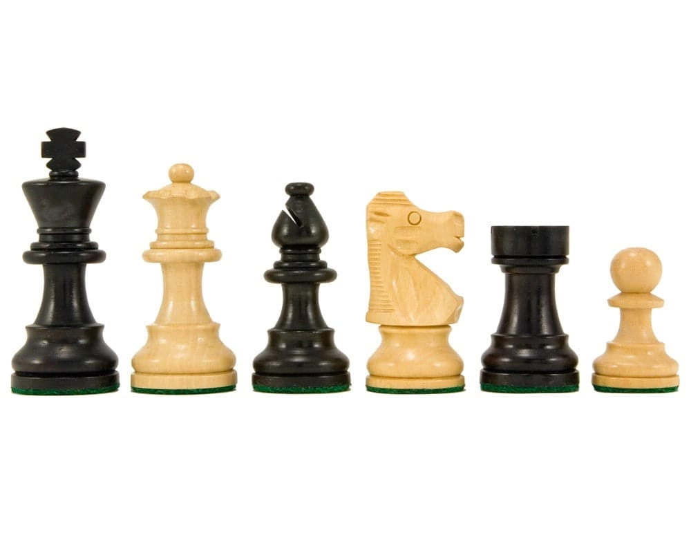 Französische Springer Serie, ebonisierte Staunton Schachfiguren, 8 cm