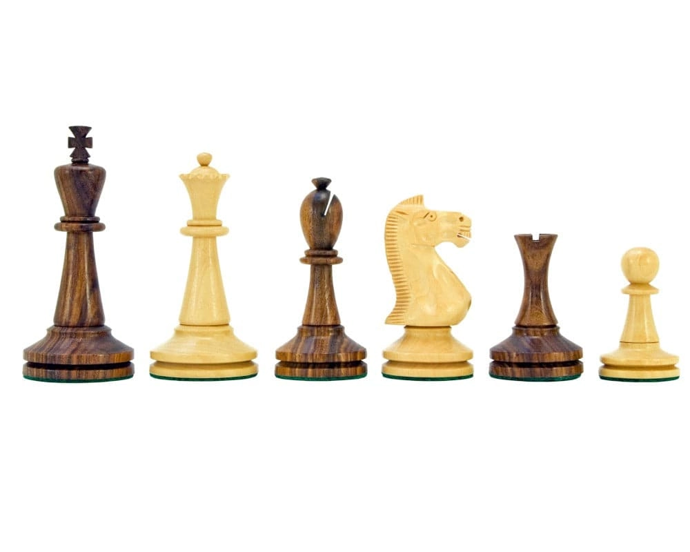 Blackmore-Serie Schachfiguren aus Sheesham und Buchsbaum 10 cm