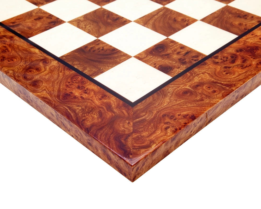 60 cm Luxus-Schachbrett aus Maserholz und Ulmenholz