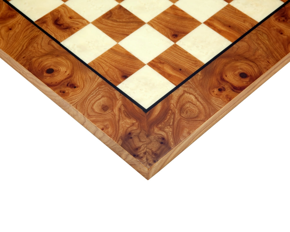 43 cm Luxus-Schachbrett aus Wurzelholz und Ulmenholz