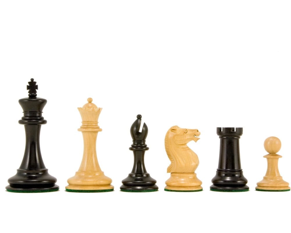Alte Englische Elite Serie Ebenholz Staunton Schachfiguren 9 cm