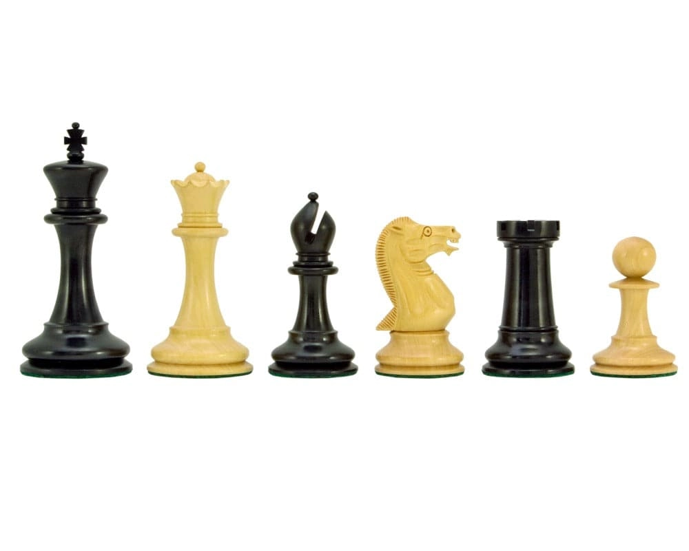 Alte englische Elite-Serie Ebenholz Staunton Schachfiguren 10 cm