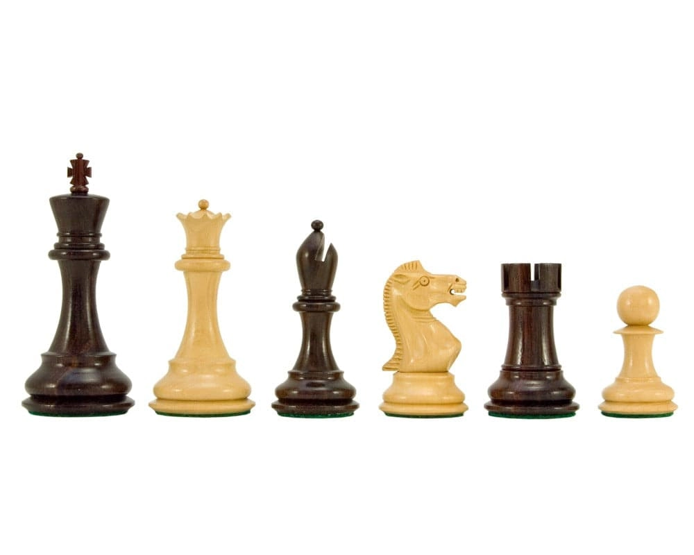 Sizilianische Serie Schachfiguren aus Rosenholz und Buchsbaum 10 cm