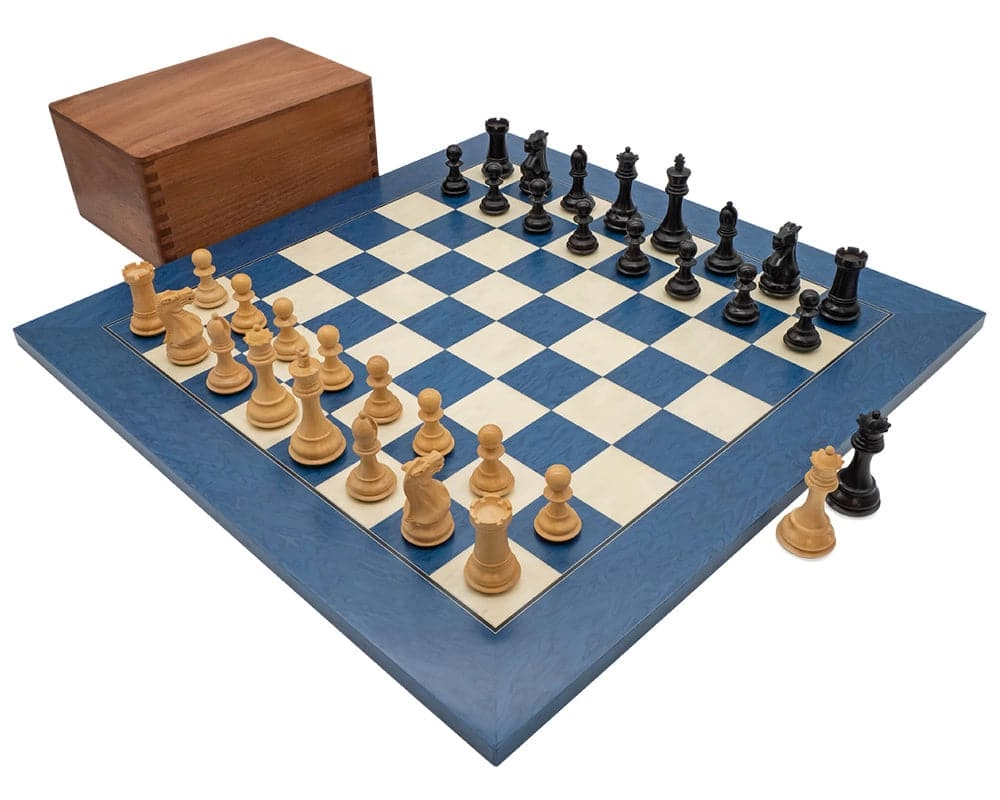 Das Blau-Schwarze Turnier-Schachset mit Etui