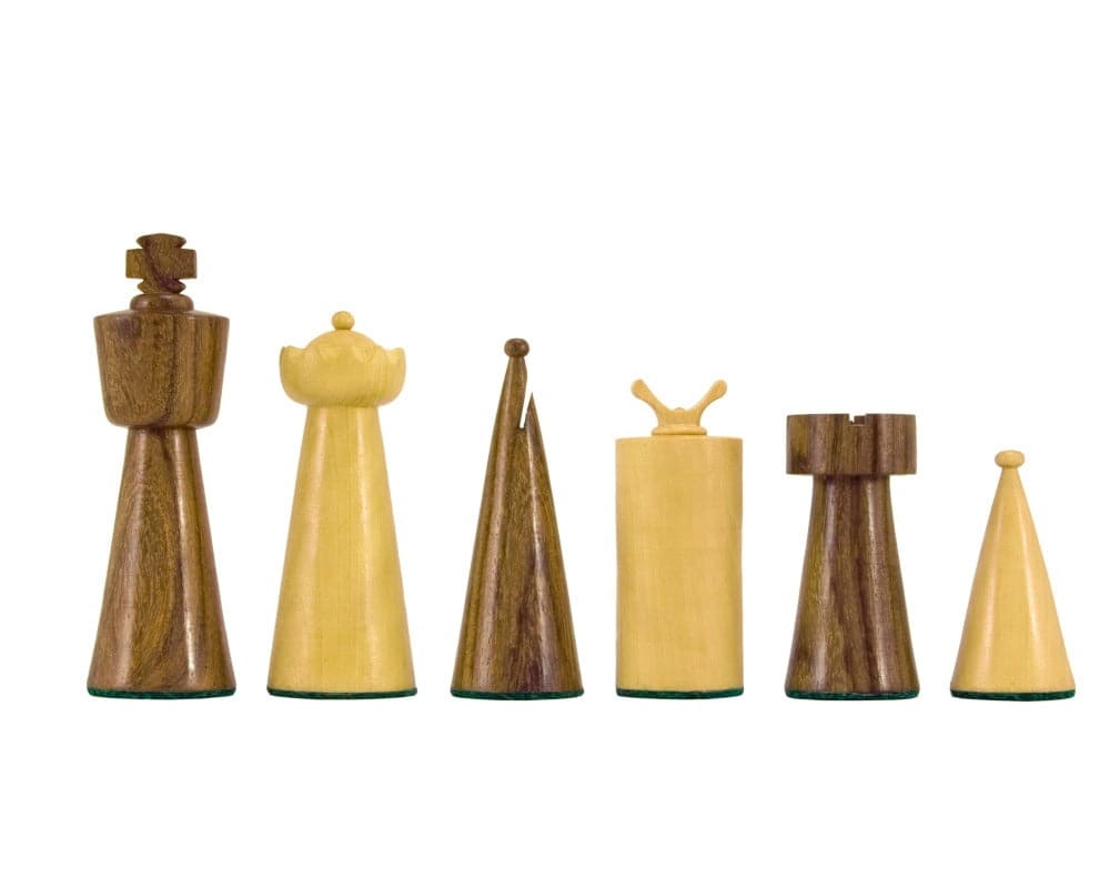 Art-Déco-Serie Schachfiguren aus Sheesham und Buchsbaumholz 9 cm