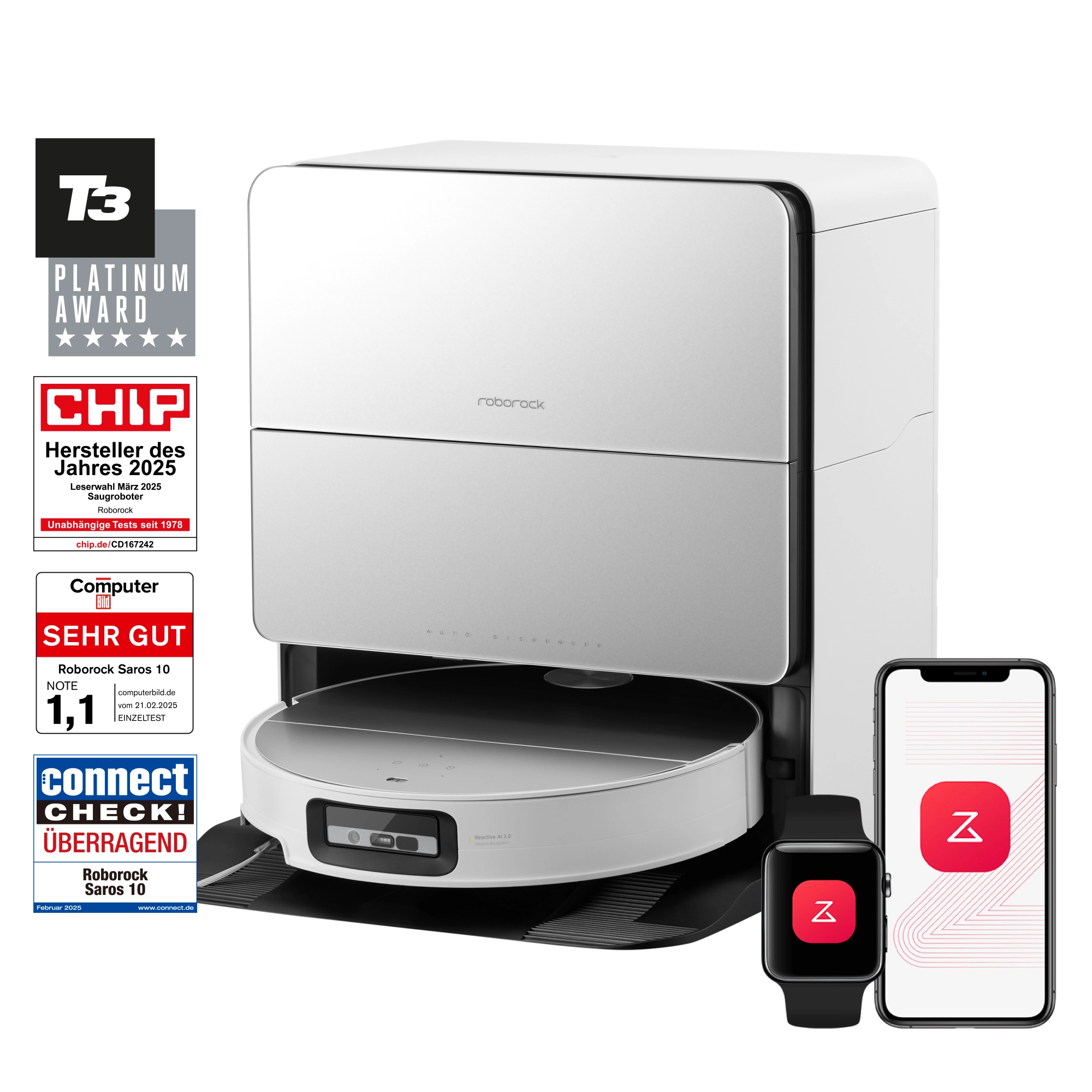 Roborock Saros 10 Saugroboter mit Dual Anti-Tangle System (verbessert