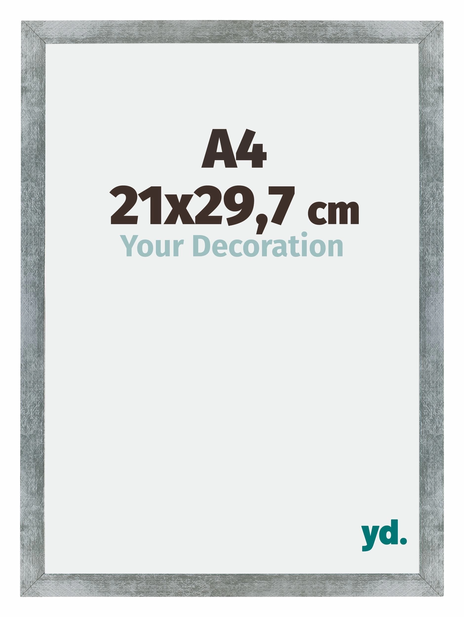 Bilderrahmen A4 - 21x29,7 cm - DIN A4 Eisen Gewischt - MDF - Mura