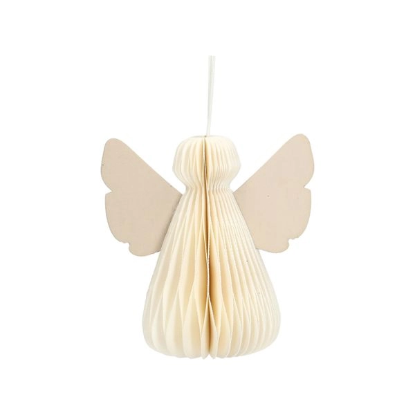 Anhänger engel, wabenpapier, weiß, 8 cm