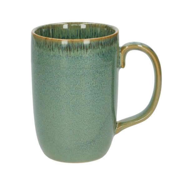 Becher mit henkel, reactive glasur, steingut, grün, 12 cm