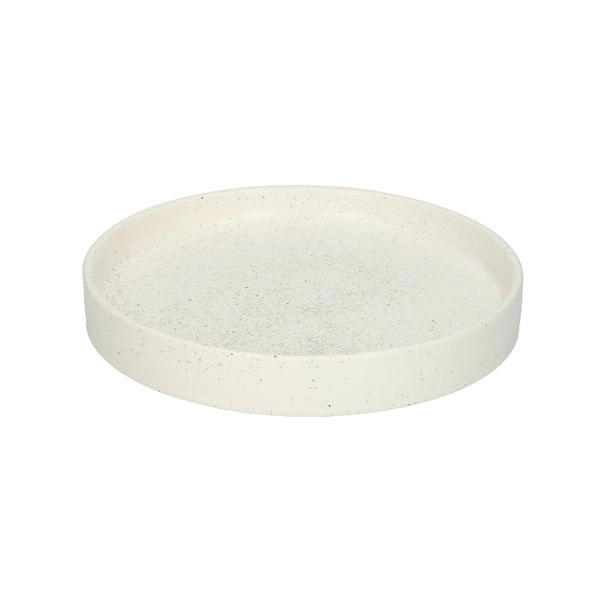 Kerzenteller, keramik, mattweiß gesprenkelt, ø 15,2 cm