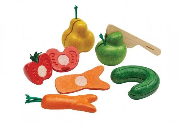 Krummes obst und gemüse, kautschukholz, ab 18 monaten