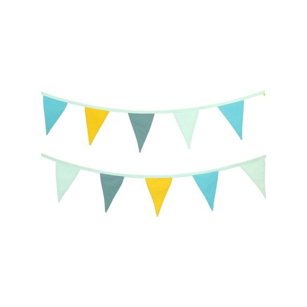 Fahnengirlande, gots bio-baumwolle, gelb/blau, kleine flagge, 6 m
