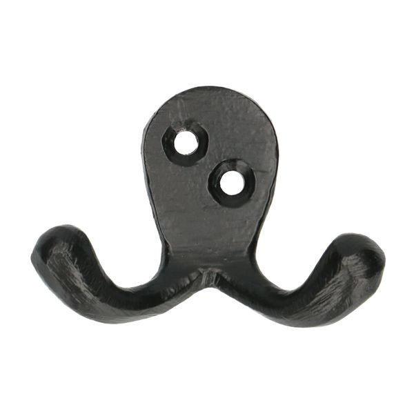 Wandhaken, doppelt, metall, schwarz,