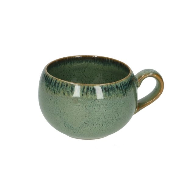 Becher mit henkel, reactive glasur, steingut, grün, ø 9 cm