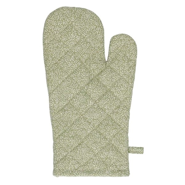 Ofenhandschuh, bio-baumwolle, grün gestrichelt