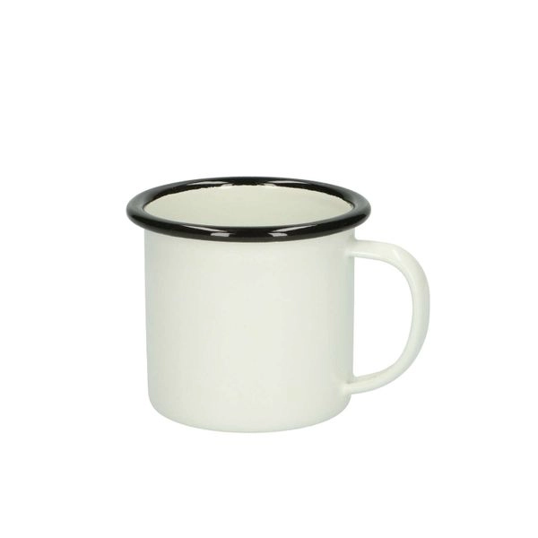 Becher mit henkel, emaille, schwarz/weiß, ø 7 cm