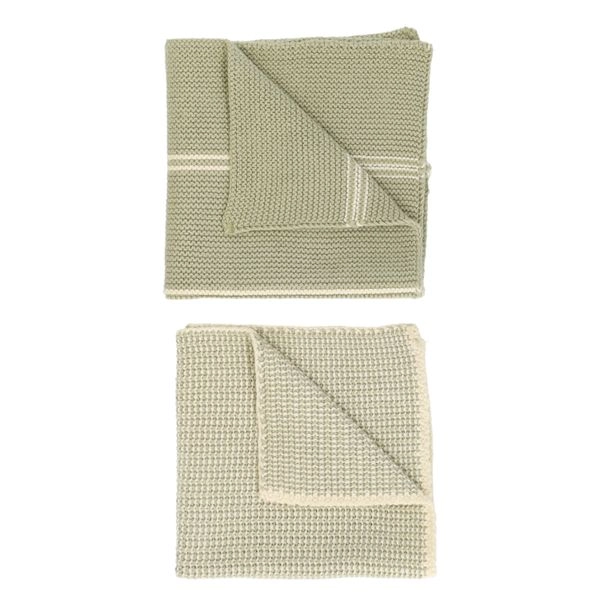 Spültücher, gestrickte baumwolle, lindgrün, 2 stück 25 x 25 cm