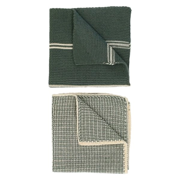 Spültücher, gestrickte baumwolle, dunkelgrün, 2 stück, 25 x 25 cm