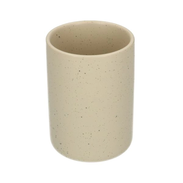 Zahnputzbecher, beige gesprenkelt, keramik