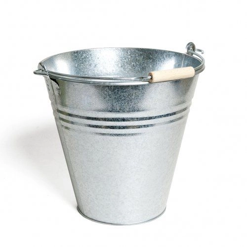 Eimer mit griff aus buchenholz, zink, 10l