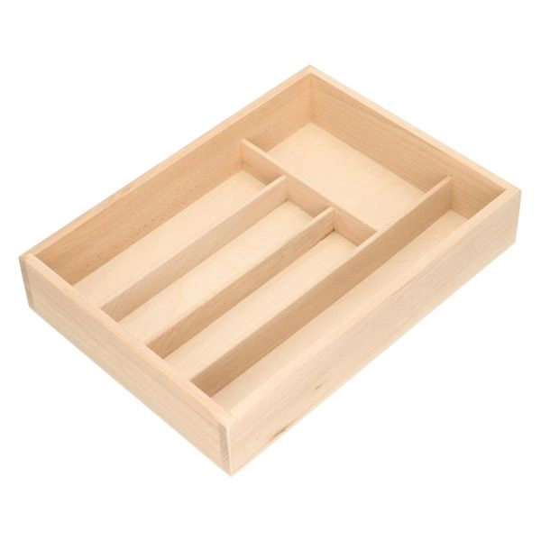Besteckkasten mit 5 fächern, buchenholz, 34 x 24,5 cm