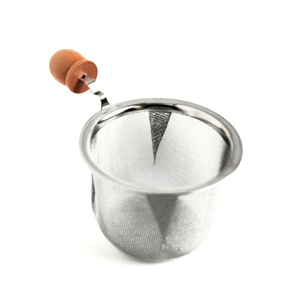 Teesieb, rostfreier stahl mit griff aus holz, klein