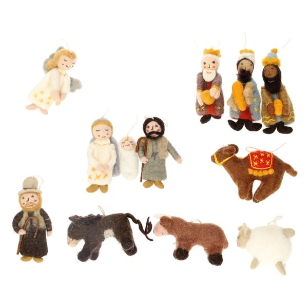 Krippenfiguren, filz, set mit 12 figuren