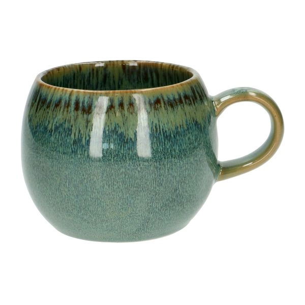 Becher mit henkel, reactive glasur, steingut, grün, ø 12 cm