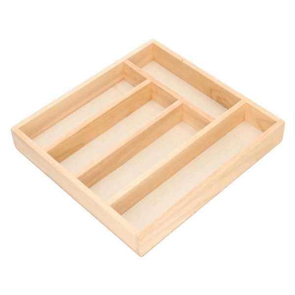 Besteckkasten mit 5 fächern, gummibaumholz, 32,5 x 31 cm