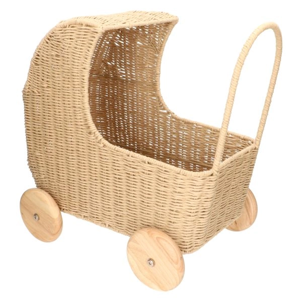 Puppenwagen, papercord, metall, kautschukholz