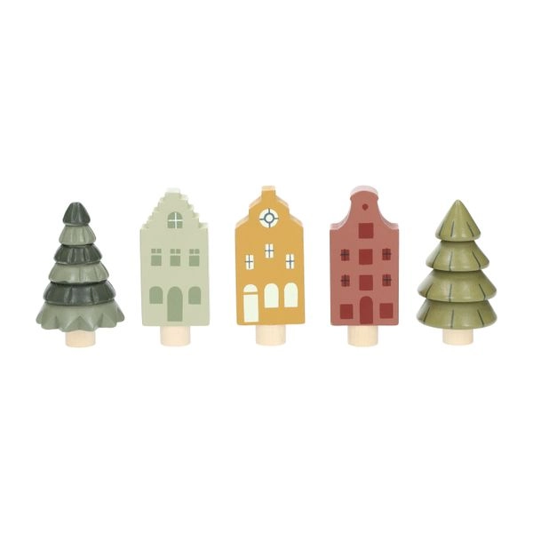Steckfiguren für den holzring, häuser, 5er-set