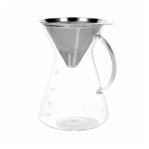 Kaffeekanne + flter, glas und rostfr. stahl, 600 ml