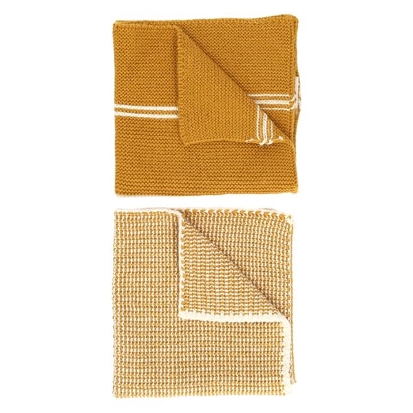 Spültücher, gestrickt, baumwolle, ockergelb, 2 stück, 25 x 25 cm