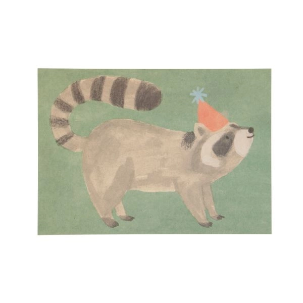 Waschbär mit partyhut