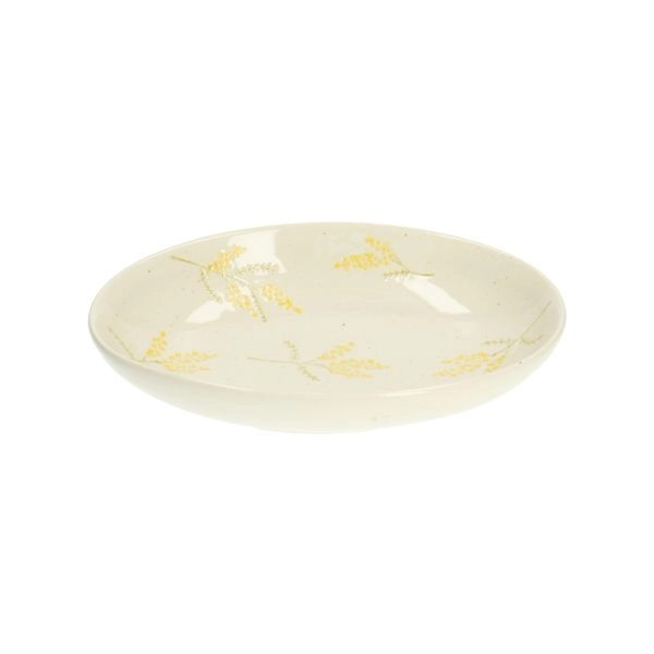 Ovale servierschale, steingut, mimosen, 22,5 x 16,5 cm