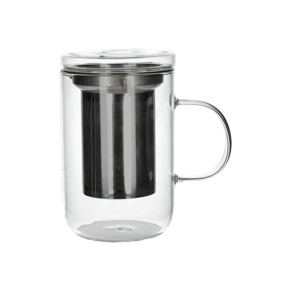 Teeglas mit filter und deckel, hitzebeständiges glas, 550 ml