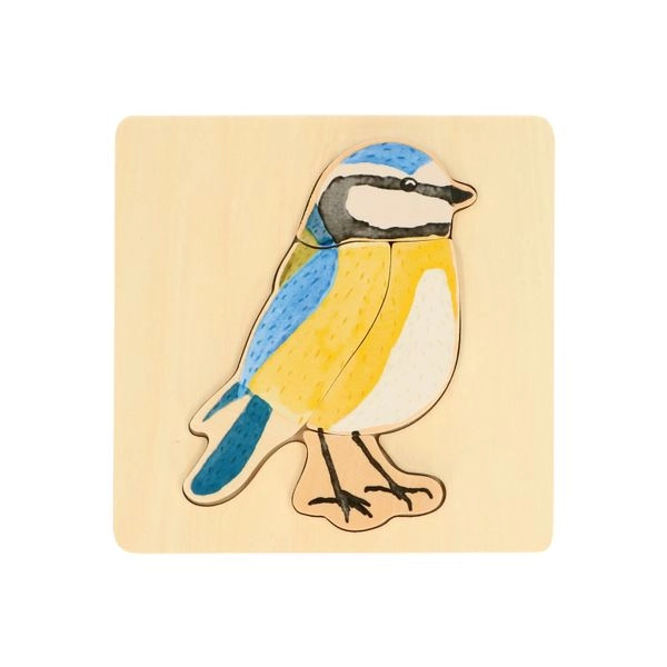 Puzzle blaumeise, holz, vier teile