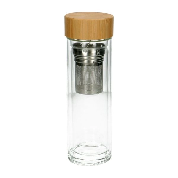 Doppelwandige teeflasche mit sieb, hitzebeständiges glas, 400 ml