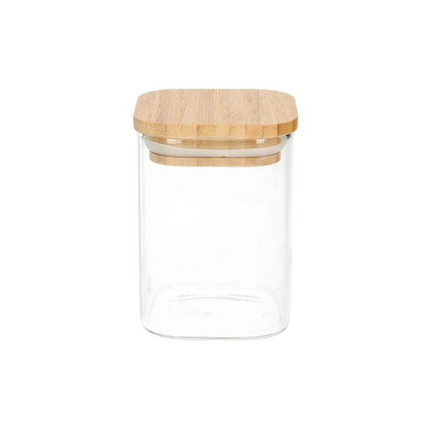 Kräuterglas, eckig, hitzebeständig, bambusdeckel 200 ml