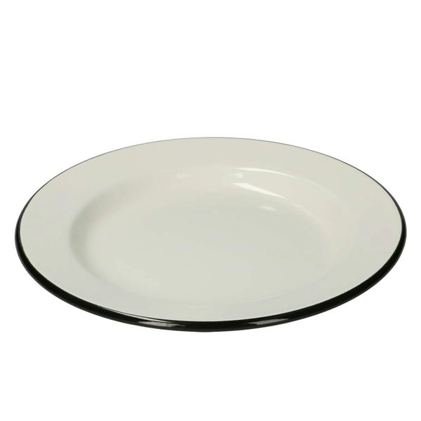 Teller, emaille, schwarz/weiß, ø 26 cm